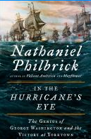 Book Title "In the hurricane's eye : the genius of George Washington and the victory at Yorktown" by Philbrick, Nathaniel. Cover shows ships sailing on the ocean.