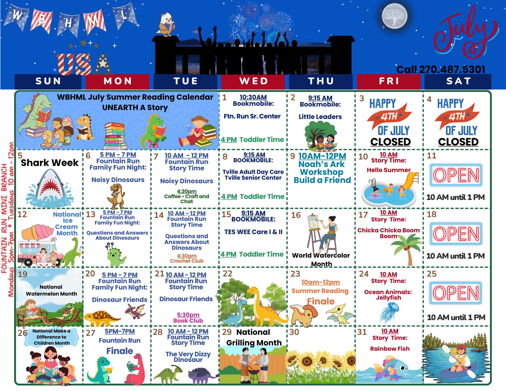 2026 WBHML July Calendar