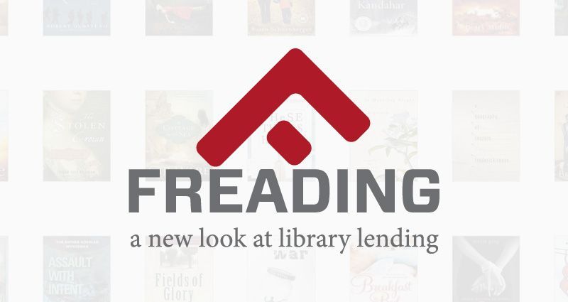 Freading logo: red roof icon above gray text