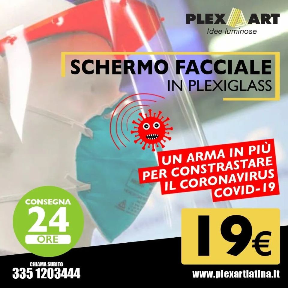 schermo facciale in plexiglass