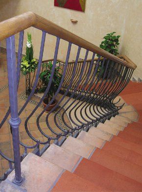  Elegant steel bainister along a staircase