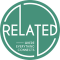 Logo for Related: white text on a teal circle, 