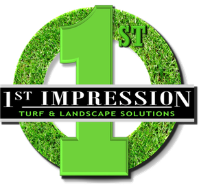 A logo for 1st impression turf and landscape solutions