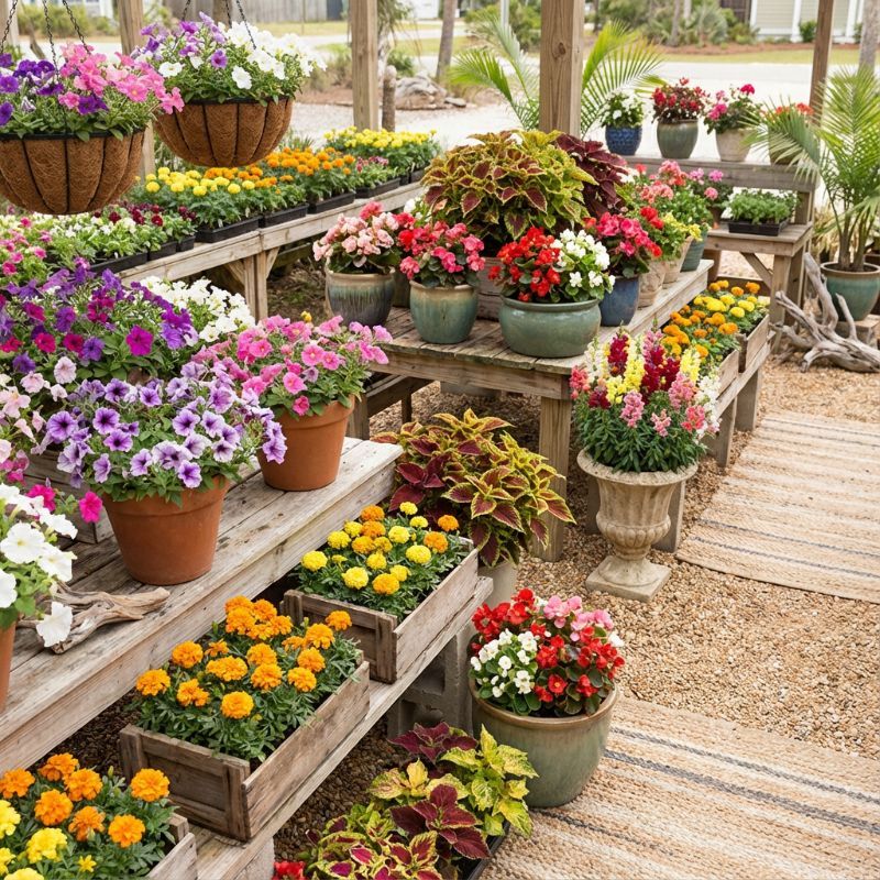 A large building with a lot of windows and a garden in front of it.