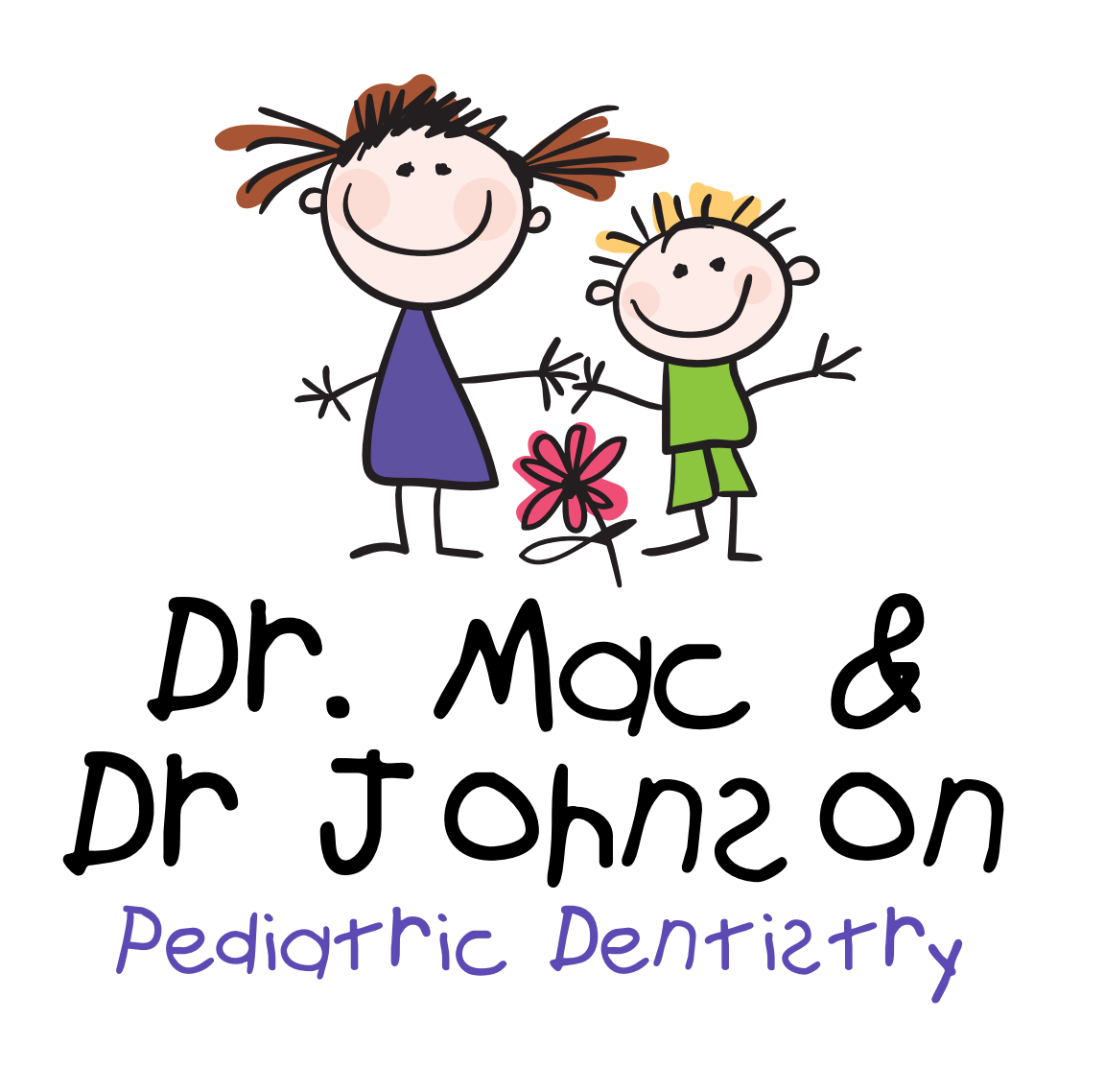 A logo for a pediatric dentist with two stick figures