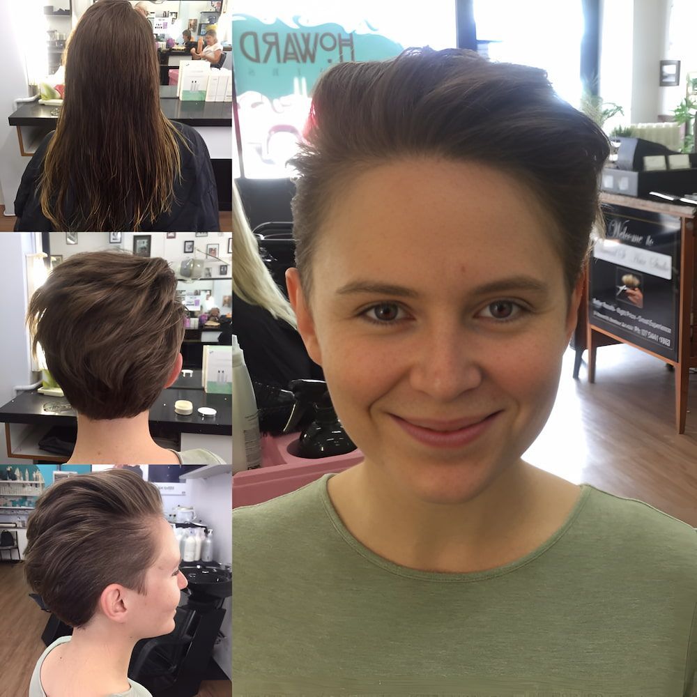A Woman Is Smiling In Front Of A Sign That Says Howard — Howard Street Hair Studio In Nambour, QLD