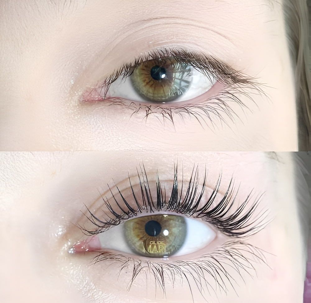 A Before And After Picture Of A Woman 's Eye With Long Lashes — Howard Street Hair Studio In Nambour, QLD