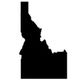 A black silhouette of the state of idaho on a white background.