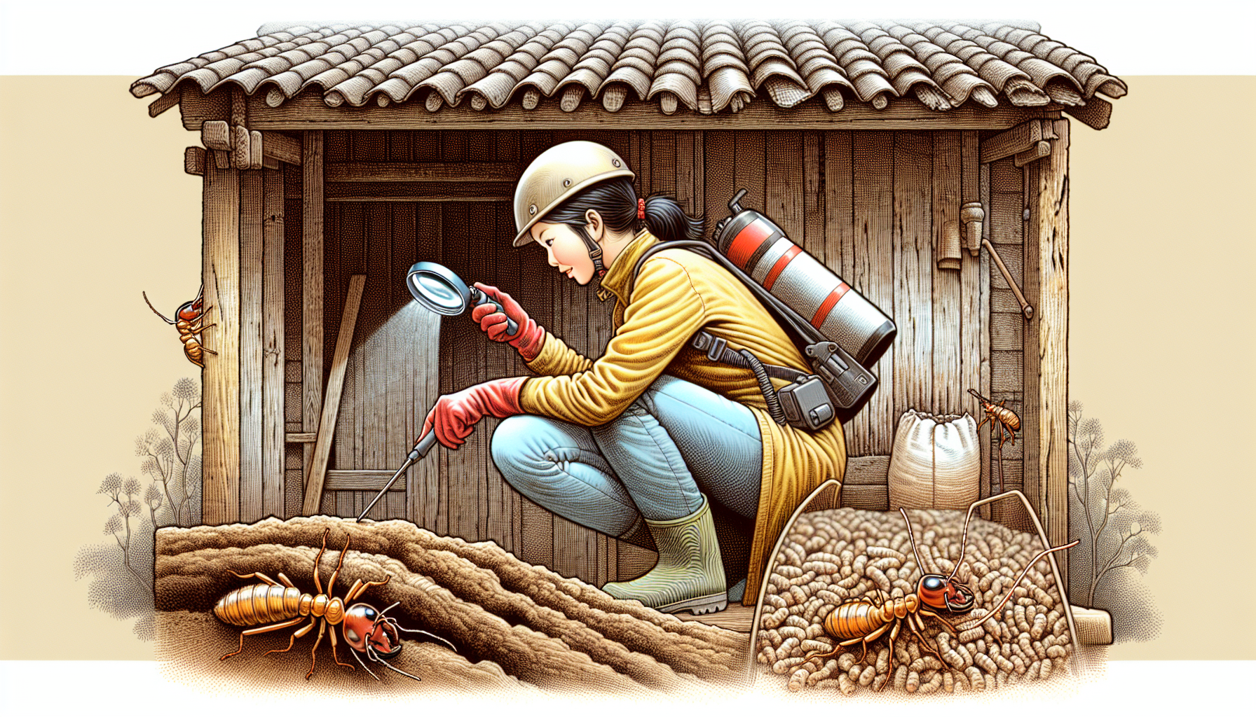 Termite inspector using specialized tools