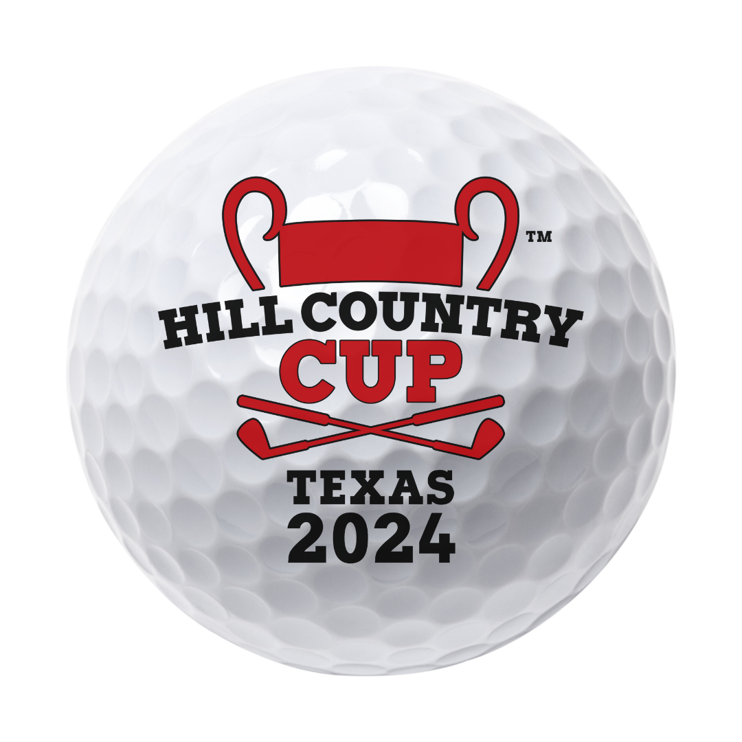 A golf ball that says hill country cup texas 2024