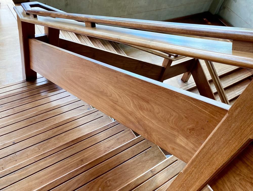 Wooden Staircase With a Wooden Railing and a Wooden Floo — Payless Timbers in Tolga, QLD