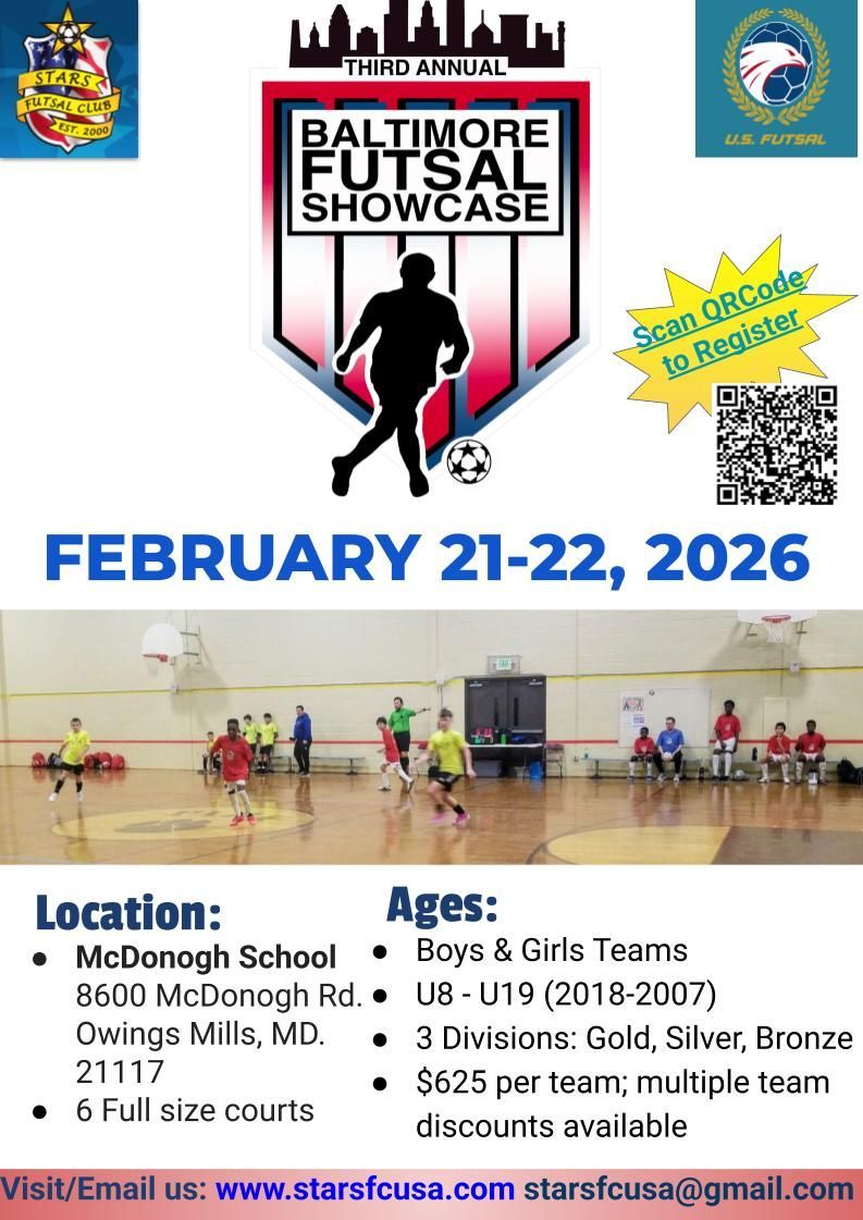 2026 Baltimore futsal Showcase flyer