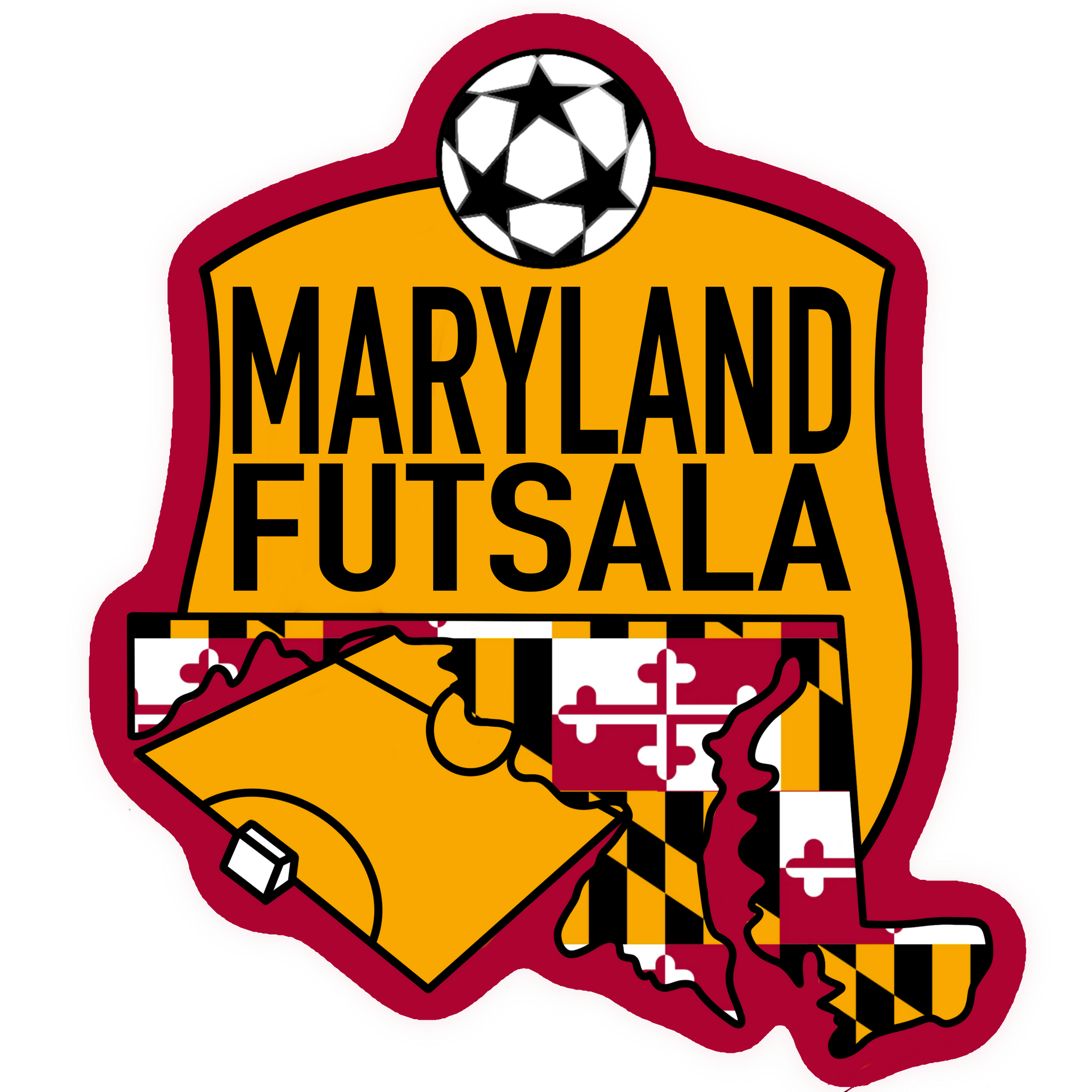 Maryland Futsala Logo with soccer ball and Maryland flag included