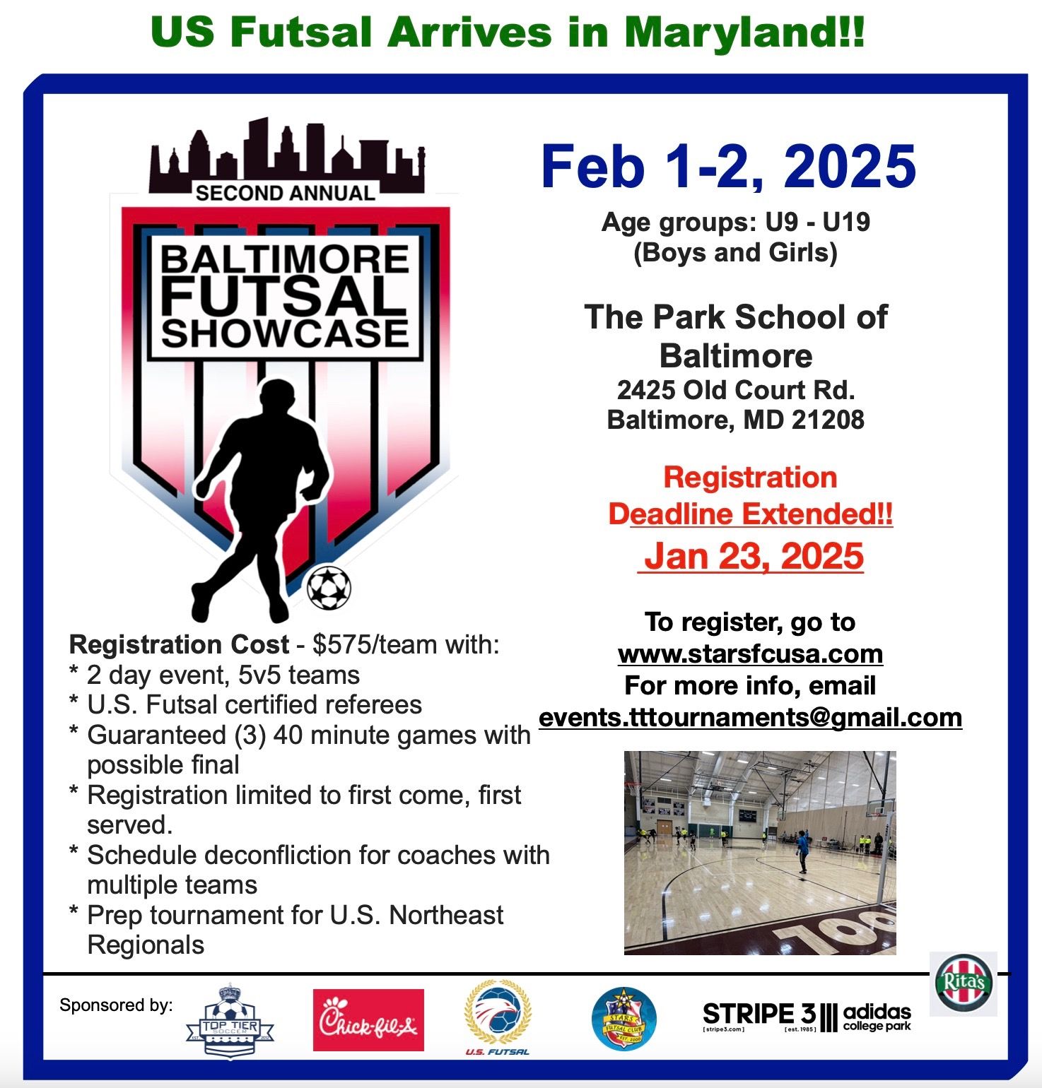 2025 Baltimore futsal Showcase Flier