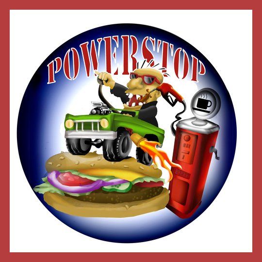 powerstop burger restaurant logo