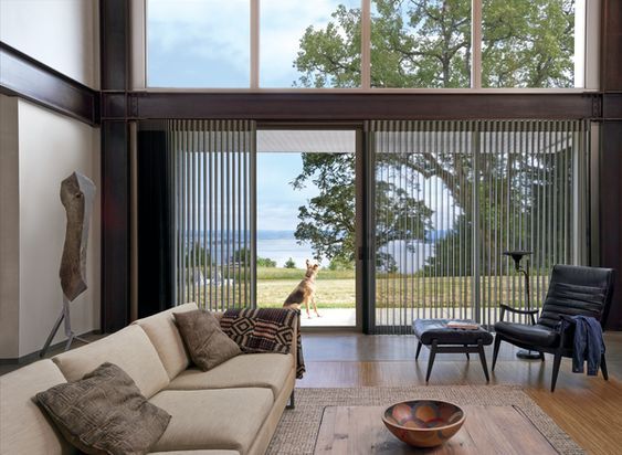 Luminette® Sheer Panels used as a sliding glass door window treatment. 