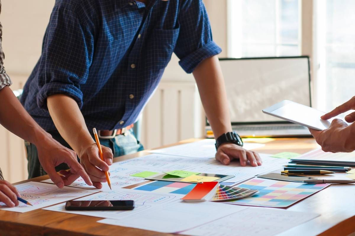 People working together to create a design plan at Beginning To End Interiors & Blinds  near Sarasota, Florida (FL)