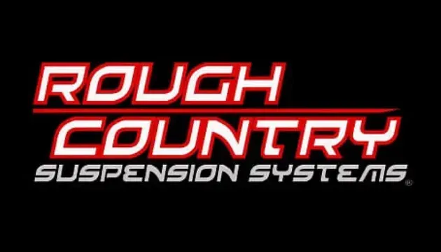 Rough Country Suspension Systems logo in red and white on a black background.