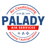 A logo for palady air services heating and refrigeration