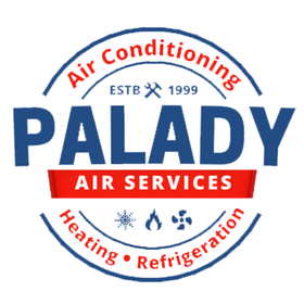 A logo for palady air services heating and refrigeration