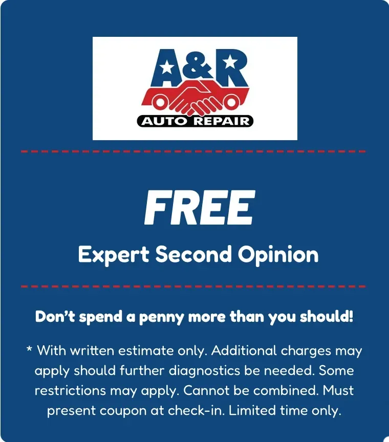 A&R Auto Repair coupon offering a free expert second opinion with a written estimate. Present coupon at check-in.