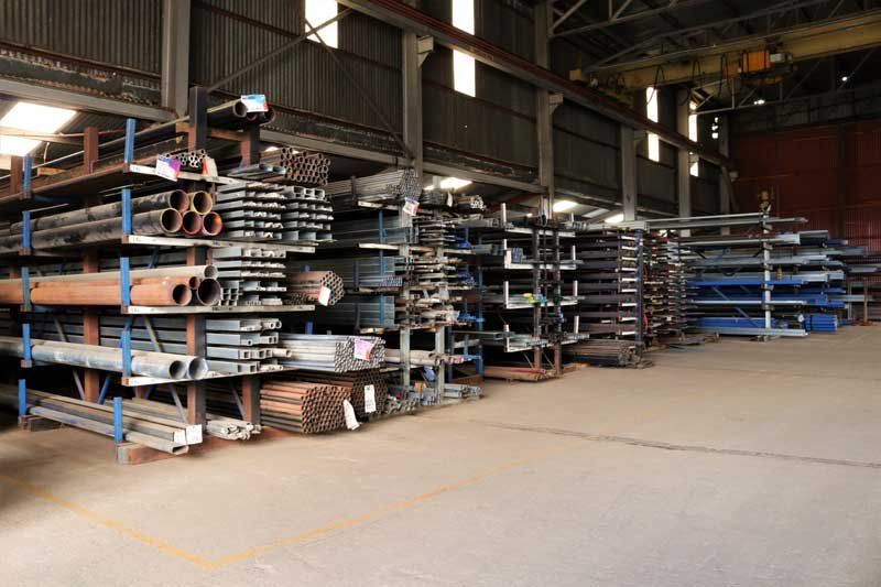 racks of stacked steel