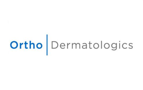 Logo for Ortho Dermatologics featuring blue text 