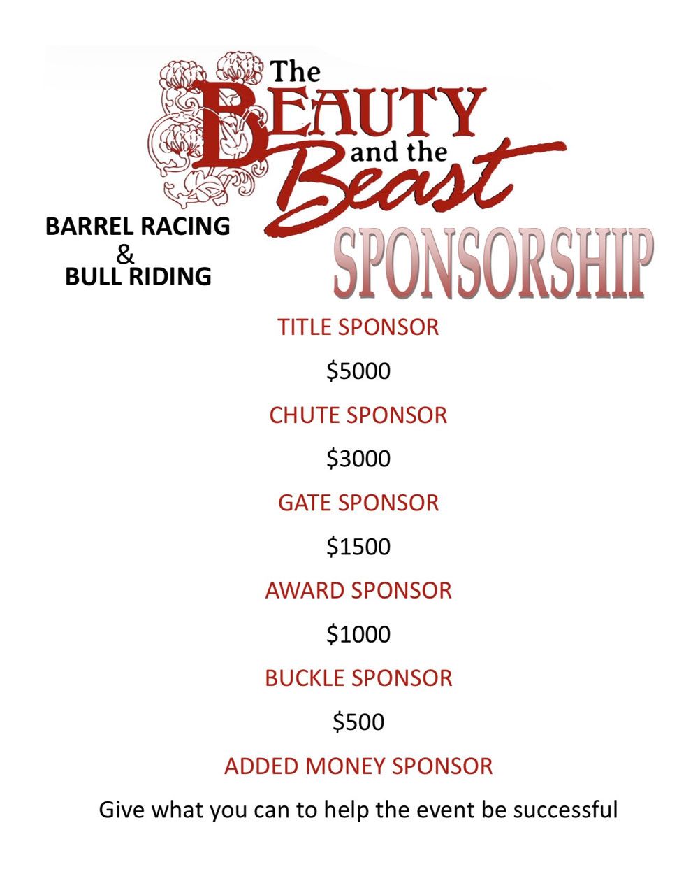 Sponsorship flyer for a 
