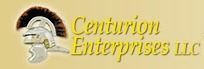 Logo of Centurion Enterprises LLC: a silver Roman helmet with a brown plume, and gold text on a yellow background.