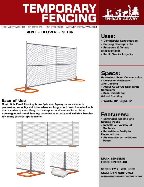 Temporary Fencing Banner — Ephrata, PA — Ephrata Agway