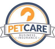 A logo for petcare business insurance with a dog on it.