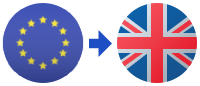 A blue circle with stars on it next to a british flag