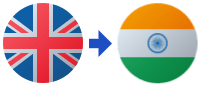 A british flag next to an indian flag with an arrow pointing to the british flag