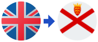 A british flag and a jersey flag are shown next to each other