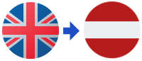 A british flag and a latvian flag with an arrow pointing to the british flag