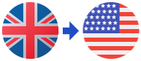 A british flag and an american flag are shown next to each other.