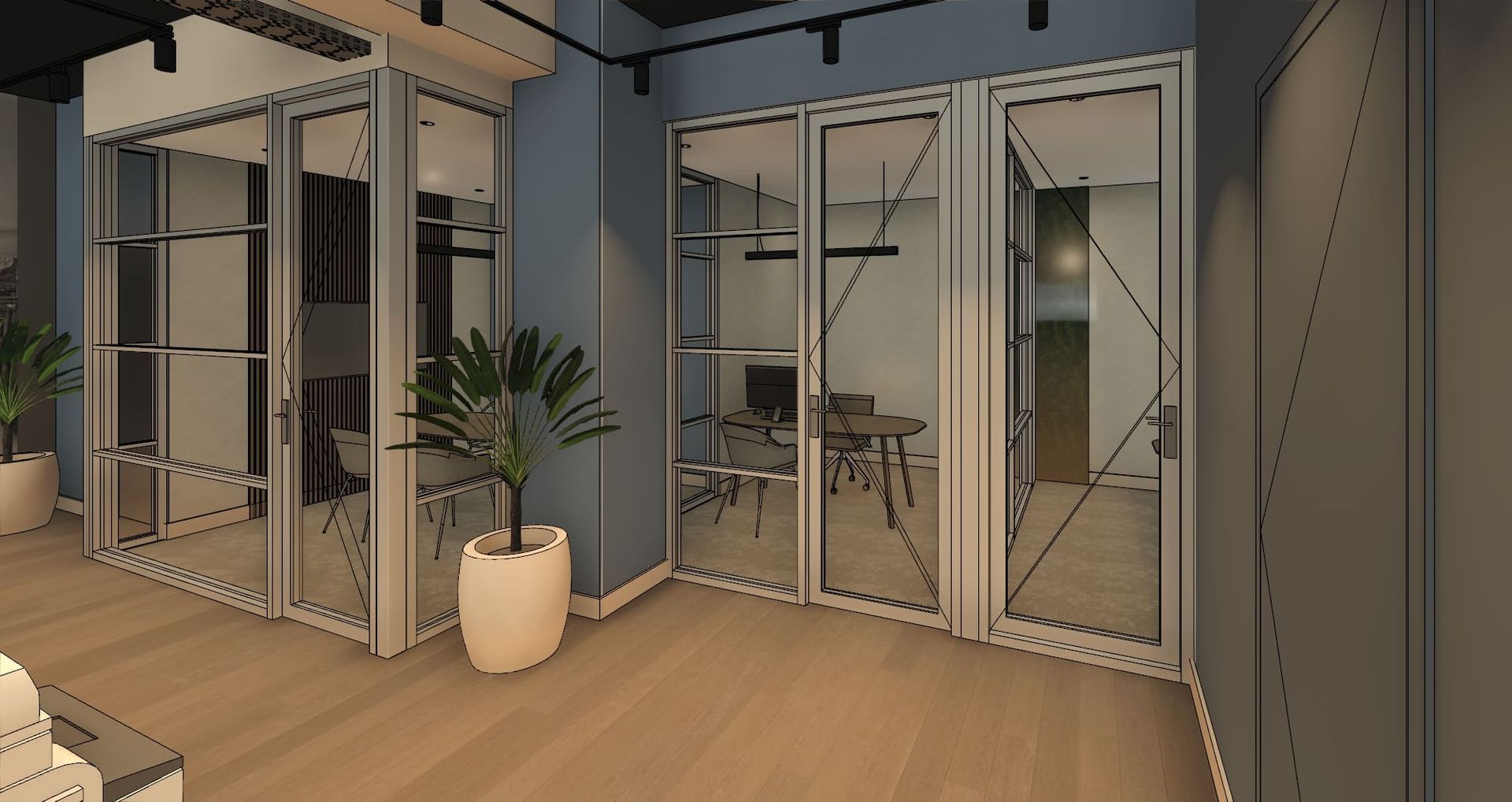 interieurontwerp makelaarskantoor, spreekkamers