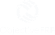 A white logo with a circle and the word objective on it.