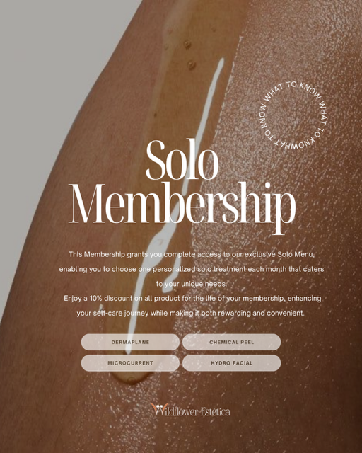 Solo Membership ad with liquid on skin; offers exclusive deals & self-care products.