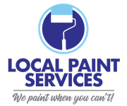 A logo for local paint services that says we paint when you can 't