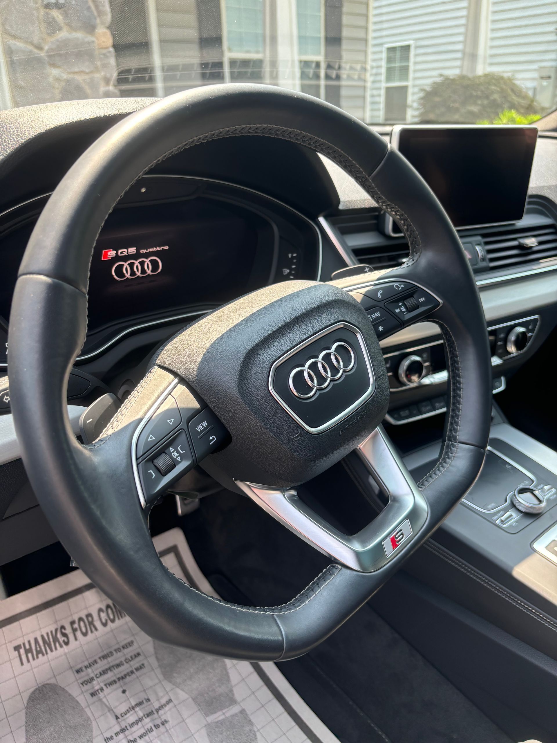 Audi SQ8 interior cleaned and polished after full interior detailing service.