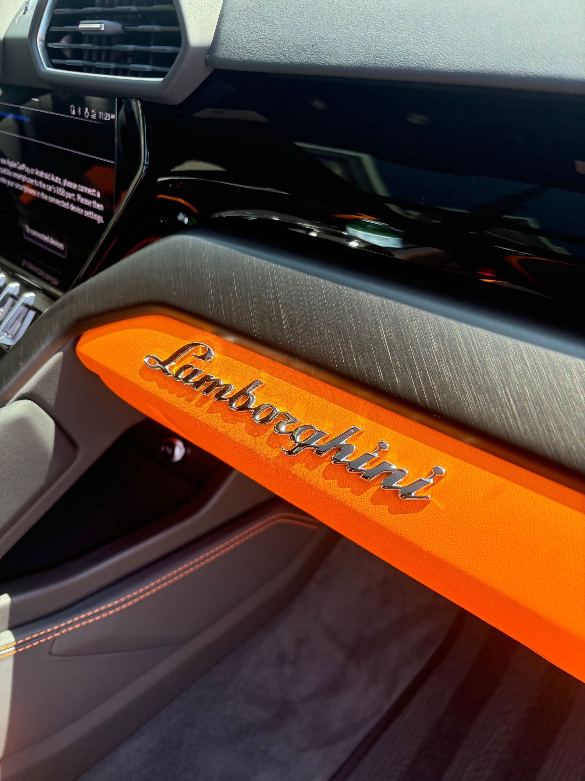 Dashboard reflection after professional ceramic interior and dashboard treatment.