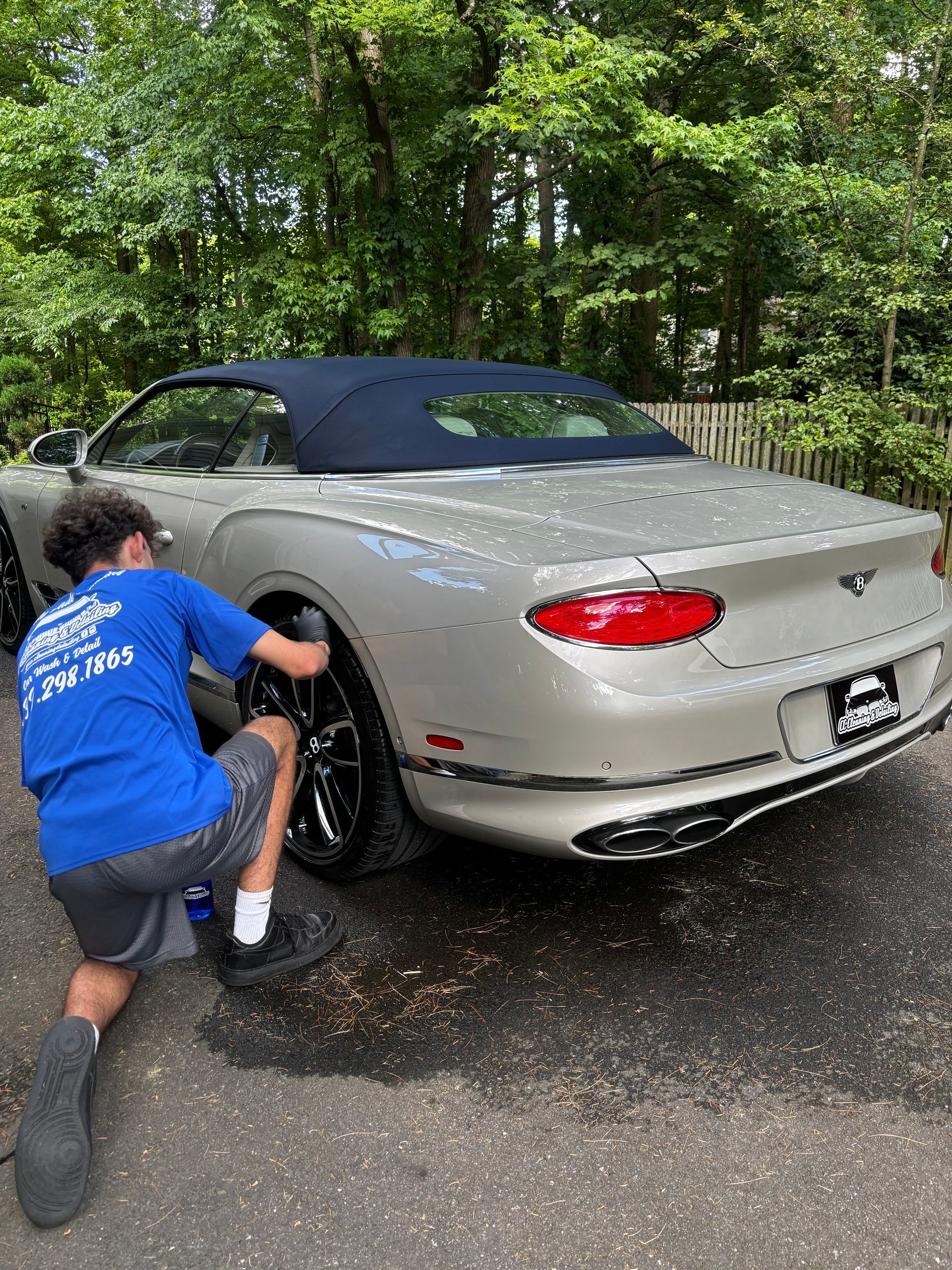 Convertible vehicle top cleaned and restored during detailing service in New Jersey.