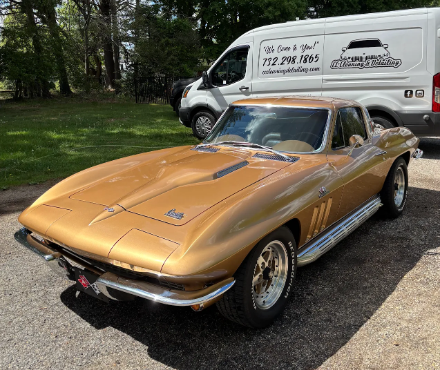 Classic gold Corvette after full exterior detailing by CC Cleaning & Detailing NJ.