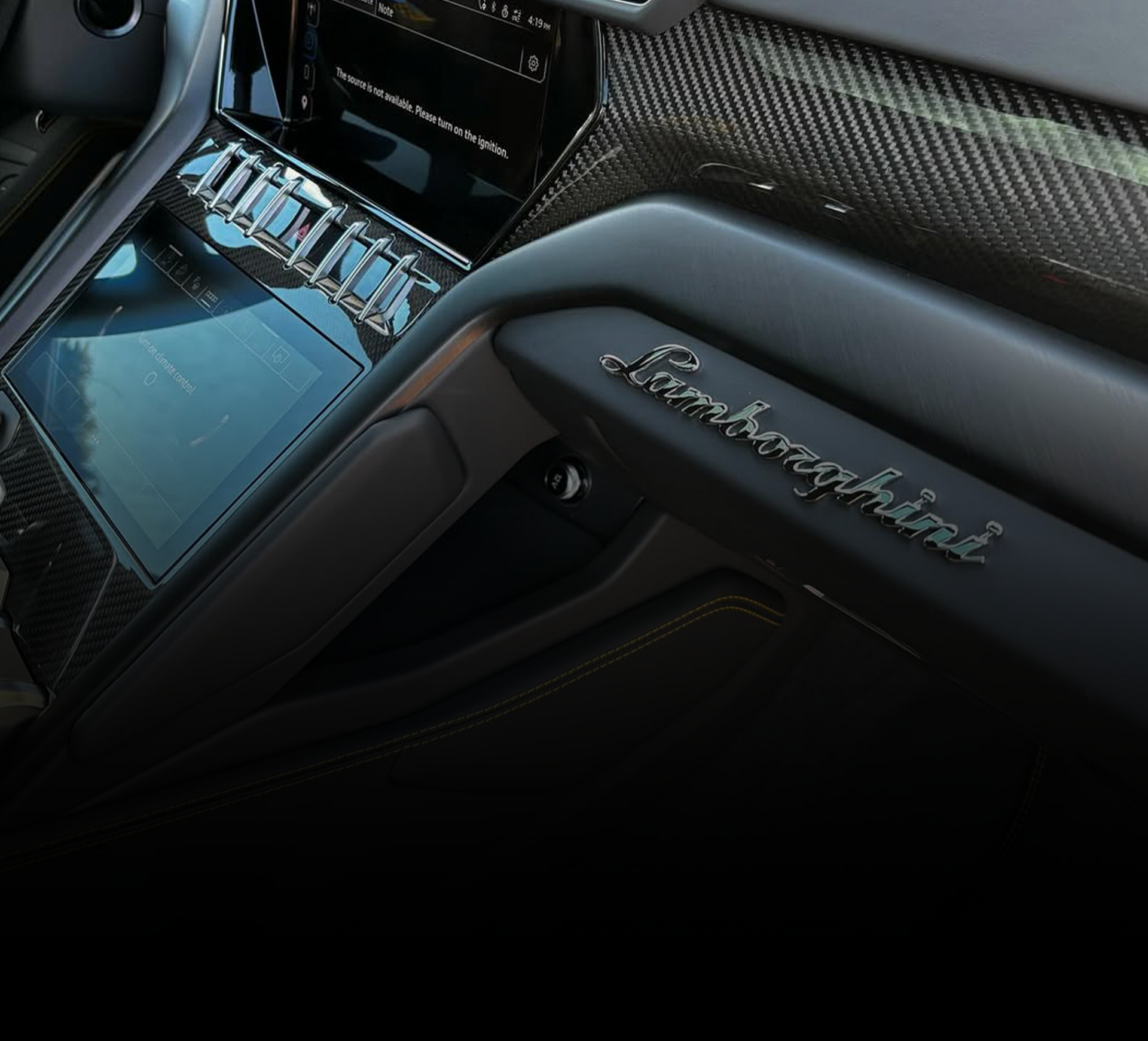 Lamborghini interior after luxury detailing by CC Cleaning & Detailing LLC in New Jersey.