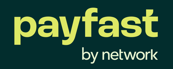 A payfast by network logo on a dark blue background