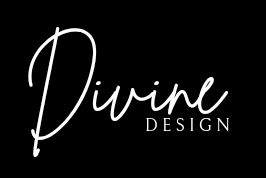 The logo for divine design is white on a black background.