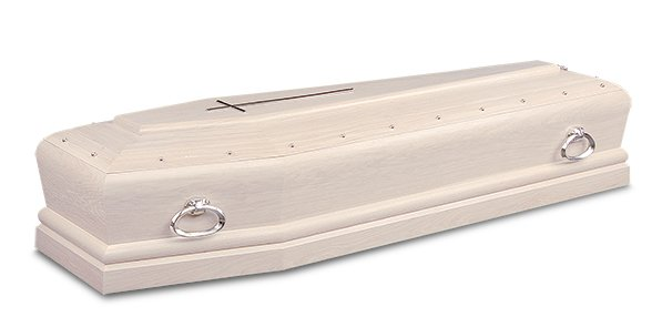 cassa funeraria in legno laccata di bianco