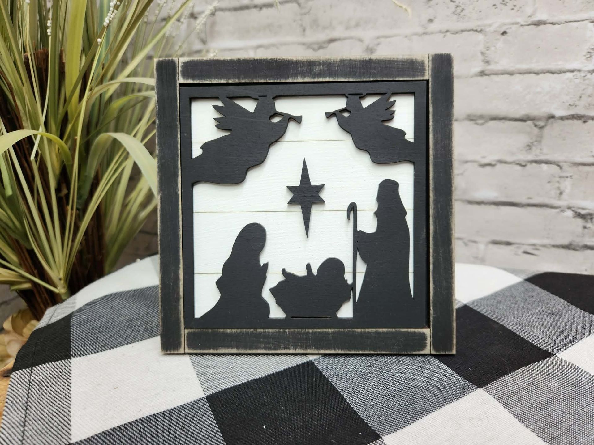 Nativity Scene Change Out Square, Nativity Scene decor, Nativity Scene tiered tray decor, Nativity Scene dough bowl décor