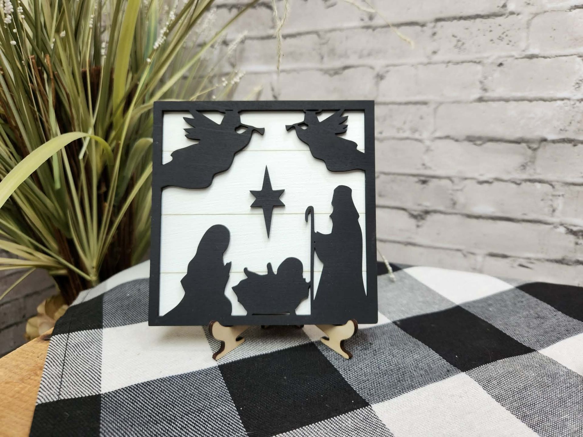 Nativity Scene Change Out Square, Nativity Scene decor, Nativity Scene tiered tray decor, Nativity Scene dough bowl décor